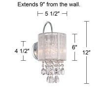 Possini Euro Design Silver Line Modern Wall Sconce Lighting Chrome Silver 12 Wide Fixture Curved Arm Crystal Glass String Shade