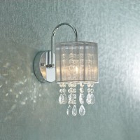 Possini Euro Design Silver Line Modern Wall Sconce Lighting Chrome Silver 12 Wide Fixture Curved Arm Crystal Glass String Shade