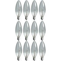 Ge Lighting Crystal Clear Decorative Chandelier Light Bulbs, Blunt Tip, 25-Watt, 220 Lumen, E12 Candelabra Base, 12-Pack, Soft White