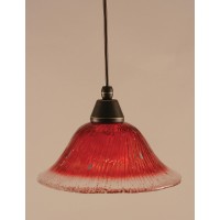 Cord Mini Pendant Shown In Dark Granite Finish With 10 Raspberry Crystal Glass