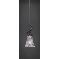 Capri Stem Mini Pendant With Hang Straight Swivel Shown In Dark Granite Finish With 5.5 Fluted Italian Ice Glass