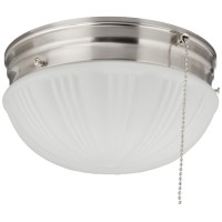 Westinghouse Lighting 6721000 Two-Light Flush-Mount Interior Ceiling Fixture With Pull Chain, Brushed Nickel Finish With Frosted Fluted Glass, Diameter: 8.75 Inches