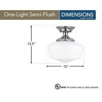 Sea Gull Lighting 77436-962 Academy Semi-Flush Mount Ceiling Fixture, Large One Light, Chrome