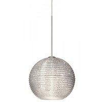 Besa Lighting Xp-4615Gl-Sn 1X35W Gy6.35 Kristall 6 Pendant With Glitter Glass, Satin Nickel Finish