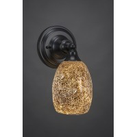 Wall Sconce Shown In Matte Black Finish With 5.5 Gold Fusion Glass