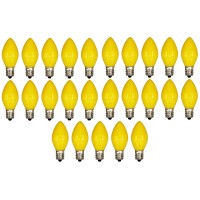 Box Of 25 Light Bulbs - Opaque Yellow, Steady Burning, 7 Watt, C7 -E12 Candelabra Base -Great For Night Lights, Decorative Lights And Christmas Strings