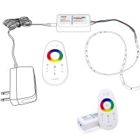 Description Universal Red Green Blue RGB LED WiFi Compatible Controller with hand held RF Touch Color RemoteCan control any12V DC RGB LED productsSynchronization function allows single remote to operate one or multiple controllers Color selection wheel pr