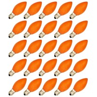 Creative Hobbies Box Of 25 Light Bulbs - C7, Steady Burning - Opaque Orange - 7 Watt, Extended Life, Nickel Plated Candelabra Base -Great For Night Lights, Decorative Lights And Halloween Strings