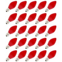 Creative Hobbies? Box Of 25 Light Bulbs, Ceramic Opaque Red, Steady Burning, 7 Watt, C7 Candelabra Base -Great For Night Lights, Decorative Lights And Christmas Strings