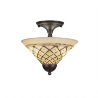 Semi-Flush With 2 Bulbs Shown In Bronze Finish With 12 Chocolate Icing Glass