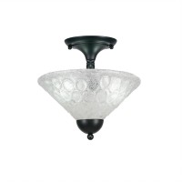 Semi-Flush With 2 Bulbs Shown In Matte Black Finish With 12 Italian Bubble Glass