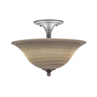 Semi-Flush With 2 Bulbs Shown In Dark Granite Finish With 16 Gray Linen Glass