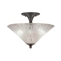 Semi-Flush With 2 Bulbs Shown In Dark Granite Finish With 16 Italian Ice Glass