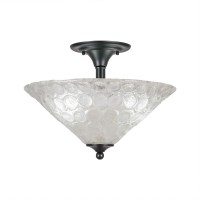 Semi-Flush With 2 Bulbs Shown In Matte Black Finish With 16 Italian Bubble Glass