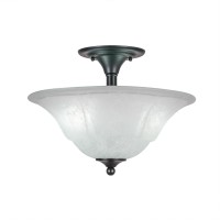 Semi-Flush With 2 Bulbs Shown In Matte Black Finish With 16 White Marble Glass