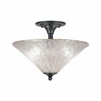 Semi-Flush With 2 Bulbs Shown In Matte Black Finish With 16 Italian Ice Glass