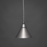 Cord Mini Pendant Shown In Brushed Nickel Finish With 7 Brushed Nickel Cone Metal Shade