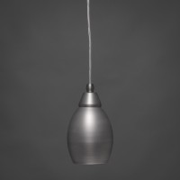 Cord Mini Pendant Shown In Brushed Nickel Finish With 5 Brushed Nickel Oval Metal Shade