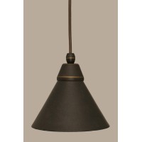 Cord Mini Pendant Shown In Dark Granite Finish With 7 Dark Granite Cone Metal Shade