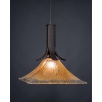 Apollo Pendant With Hang Straight Swivel Shown In Dark Granite Finish With Square 17 Square Amber Crystal Glass