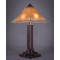 Apollo Table Lamp Shown In Dark Granite Finish With Square Amber Crystal Glass