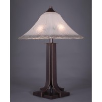 Apollo Table Lamp Shown In Dark Granite Finish With Square Frosted Crystal Glass