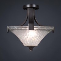 Apollo Semi-Flush With 2 Bulbs Shown In Dark Granite Finish With Frosted Crystal Glass