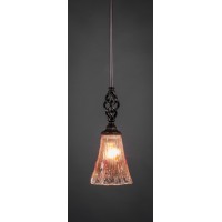 Elegante Mini Pendant With Hang Straight Swivel Shown In Dark Granite Finish With 5.5 Amber Crystal Glass