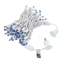 Novelty Lights 100 Light Led Christmas Mini Light Set, Outdoor Lighting Wedding Patio String Lights, Blue, White Wire, 34 Feet