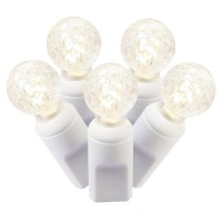 Vickerman 50 Light Warm White G12 Led Set On White Wire