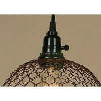 Chicken Wire Dome Pendant Light In Primitive Rust Finish