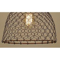 Chicken Wire Dome Pendant Light In Primitive Rust Finish