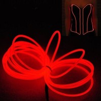 Lychee 9Ft El Wire Neon Glowing Strobing Electroluminescent Light El Wire Wbattery Pack For Parties Halloween Decoration Red