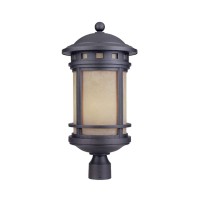 Designers Fountain 2396-Am-Orb Sedona Outdoor Post Lantern Light, 23In H, Oil Rubbed Bronze With Amber Glass Shade