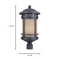 Designers Fountain 2396-Am-Orb Sedona Outdoor Post Lantern Light, 23In H, Oil Rubbed Bronze With Amber Glass Shade