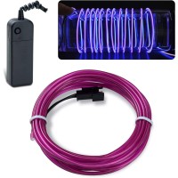 Lychee 15Ft Neon Glowing Strobing Electroluminescent Light El Wire Wbattery Pack For Parties Halloween Decoration Purple