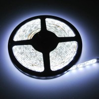 Super Bright Waterproof 12V 300 Smd Led Strip Flexible Light Strip 5050 Cool White 16.4 Foot / 5 Meter With Adhesive Back