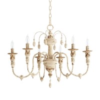 Quorum International 6316670 I Salento Collection 25 Inch Six Light Chandelier I Persian White Finish I Candelabra Base I Led