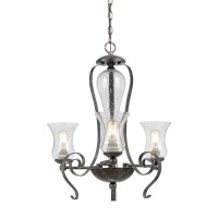 This beautiful chandelier will make your dining room light up and stand out It is built of durable hand forged iron and features elegantly crafted glass accent shades