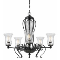 This beautiful Chandelier will make your dining room light up and stand out It is built of durable iron and features elegantly crafted stained glass Tiffany accent shades