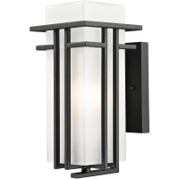 Z-Lite 549S-Bk Outdoor Wall Light With Matte Opal Shade, Aluminum Frame