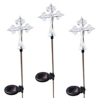 Solar Cross Lights, 3 Stakes A Set