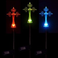 Solar Cross Lights, 3 Stakes A Set