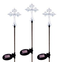 Solar Cross Lights, 3 Stakes A Set