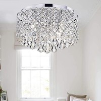 Jojospring Nerisa Chrome Crystal Flush Mount Chandelier