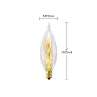 Globe Electric 1327 25W Vintage Edison Ca10 Flame Tip Incandescent Filament Light Bulb, 4 Pack, E12 Base, 01327, 4