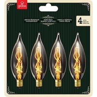 Globe Electric 1327 25W Vintage Edison Ca10 Flame Tip Incandescent Filament Light Bulb, 4 Pack, E12 Base, 01327, 4