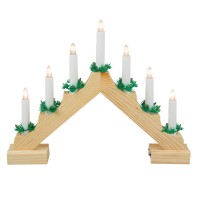 Idena 8582092 Led Advent Candle Holder Natural Wood With 7 Warm White Led Candles Battery Operated Approx 40 X 30 Cm Decorat