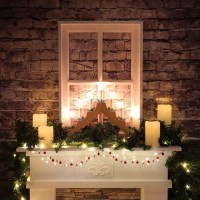 Idena 8582092 Led Advent Candle Holder Natural Wood With 7 Warm White Led Candles Battery Operated Approx 40 X 30 Cm Decorat