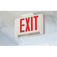 Lithonia Lighting Ecbr M6 Led Exit And Emergency Light Bar Combo Fixture With Back Up Battery 3 Watts Damp Listed Red Letters